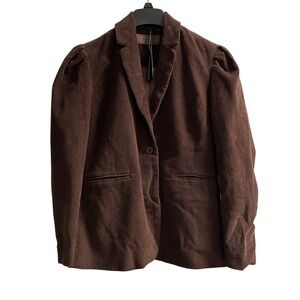 BlankNYC Blazer Womens XS Brown Corduroy Fitted Jacket Preppy Dark‎ Academia